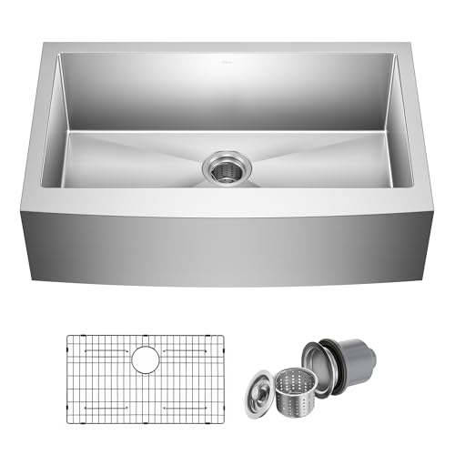 Kraus KHF200-33 Standart PRO Stainless Steel Sink 33 inch Farmhouse Apron Single Bowl 16 gauge