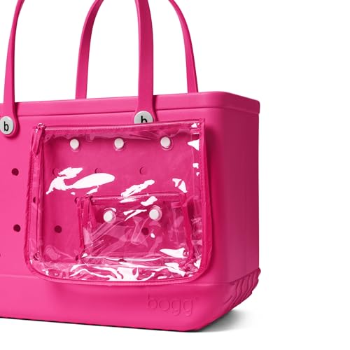 Image of BOGG BAG Original Large Tote - 19 inch x 14 inch x 9 inch - Durable, Washable, Tip-proof - Beach, Pool, Boat, Work, Sports (Haute Pink with White Buttons)