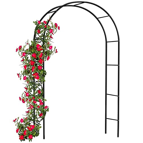 Denny International 2.4M Garden Arch Trellis Arched Metal Tubular Frame Climbing Plant Archway Arbour, Green