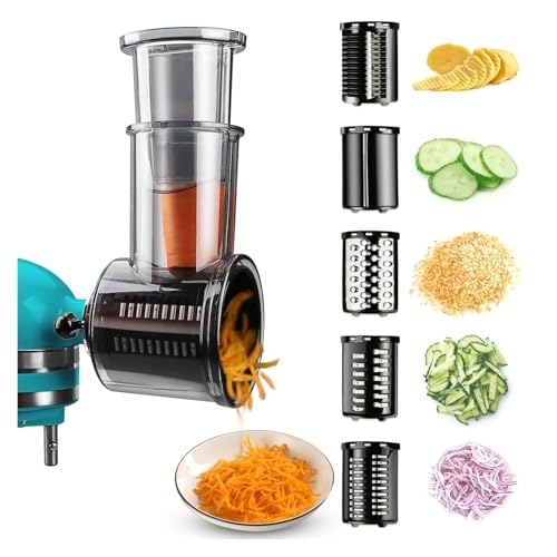 Accesorios for rebanadora y trituradora compatibles con amasadoras con base KitchenAid, rallador de queso, ensalada, trituradora de verduras, rebanadoras de alimentos