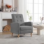 WOLTU Ohrensessel, Relaxsessel mit Armlehnen Massivholzbeinen, getufteter Polstersessel, Loungesessel modern, Sessel für Schlafzimmer Wohnzimmer Balkon, Leinenbezug, Dunkelgrau – Bild 2
