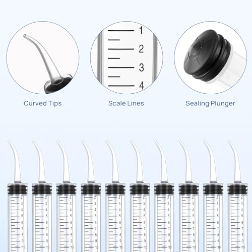 jmu 10 pcs dental irrigation syringe with curved tip 12ccml curved wisdom teeth syringe dental with measurement