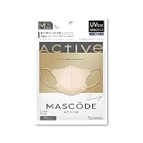 [MASCODE] 【 マスコード公式店】 ひんやり 冷感 UVカット マスク 不織布 マスク 立体 バイカラーマスク 花粉 クールマスク 3D アクティブシリーズ 単品1袋（7枚入り） M・Lサイズ (アイボリー×ベージュ紐, M)