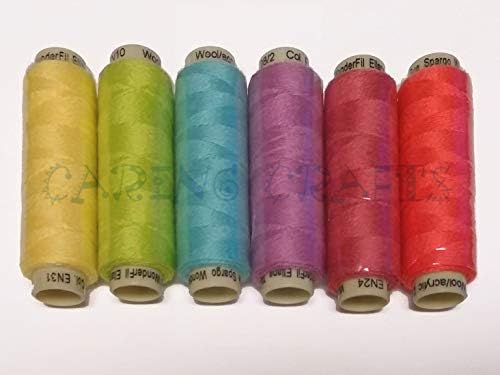 Sue Spargo Ellana Wool Blend Thread for Embroidery - Six 70-Yard Spools Bundle (Nursery)