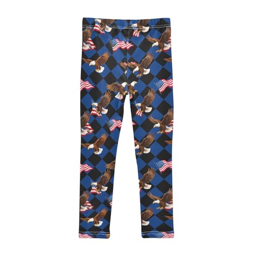 Girls' Athletic Leggings Ankle Length Yoga Dance Pants Kids Teen 4T Eagle Flag2
