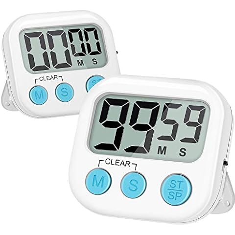 UMIKAkitchen Kitchen Timer, 2 Pack Large Digits Classroom Timer for Kids,Simple Operation Magnetic Timers, Digital Timer for Cooking -White Cover