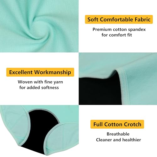 Image of Nalwort Teen Girls Period Underwear Menstrual Period Panties Leak-Proof Cotton Protective Briefs Pack of 6