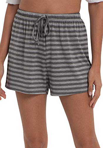 Image of GYS Women's Bamboo Viscose Cooling High Waisted Pajama Shorts | Moisture wicking, Breathable, Tagless, Soft stretch, Elastic waist with drawstring, for hot flashes & summer sleep
