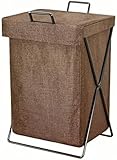 FUQIKEY ランドリーバスケット 折りたたみ ふた付き 洗濯かご ランドリーボックス 大容量 スリム 洗濯物バスケット ランドリーかご 洗濯ボックス 収納ボックス 持ち運び可能 内側撥水加工 着替えの服収納 (ブラウン)