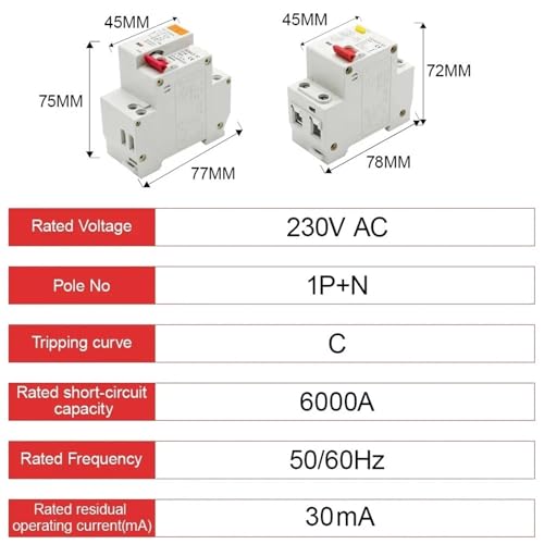 Disjoncteur différentiel 230V 20A DZ30L phase neutre pour tableau - 3
