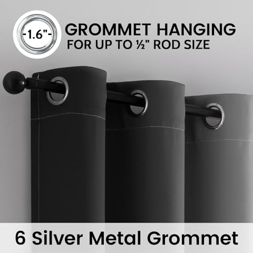 Image of SimpleHome 100% Blackout Ombre Bedroom Curtains Black and Greyish White,63L | Room Darkening Curtains,Thermal Insulated Grommet Window Drapes and Curtains for Living Room,2 Panels, 42x63 inches Length