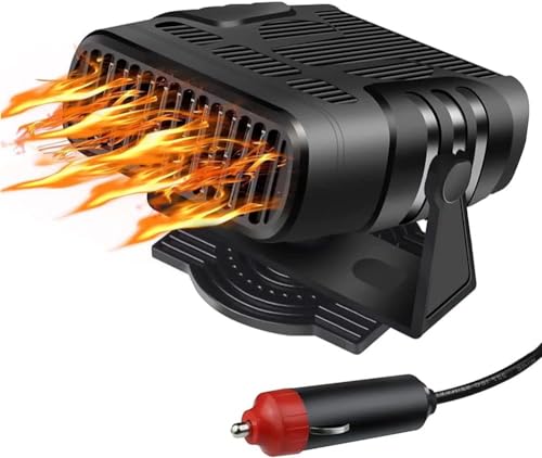 Calefacción para Coche, Descongelador Portátil para Coche de 12V 120W, 2 en 1 Calefacción y Enfriamiento Rápido Portátil con Encendedor, Termoventilador para Coche Desempañador con Rotación de 360