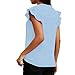 Womens Summer Tops Striped T-Shirts Fashion Ruffle Short Sleeve V Neck Casual Blouses Dressy Work Vacation Basic Tees Light Blue