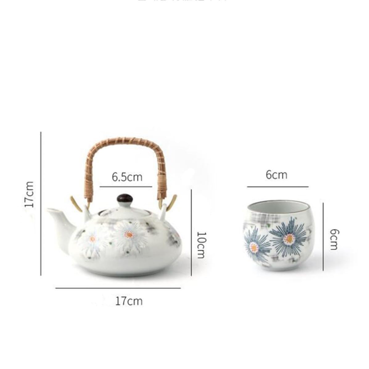 Juego de Té de Cerámica Pintado a Mano, Tetera Elegante