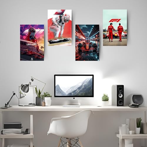 Image of Posters Inc Formula 1 Posters for Room A4 Size Pack of 6 Printed on 300 Gsm Matte Paper with Glue Dots, Wall Decoration for Bedroom Study Room Office F1 Graphic Car Theme