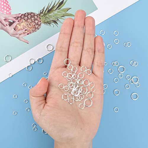 1250 PCS Open Jump Rings, Metal Jump Rings Jewellery Findings, Connector Rings with Opener Tool and Storage Box for Necklace Bracelet Earrings Keychains, Jewellery Making, Silver, 4mm to 10mm