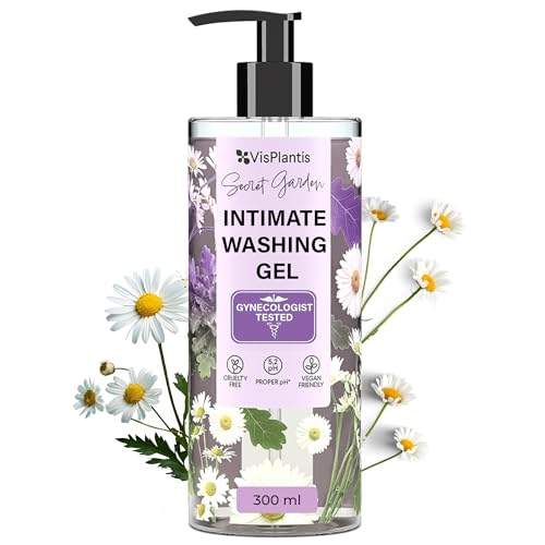 Vis Plantis Intimate Washing Gel for Women with Oak Bark & Chamomile – 300 ml Refreshing Feminine Wash Against Irritation & Redness – pH Balanced Vaginal Hygiene Odor Treatment for Sensitive Skin