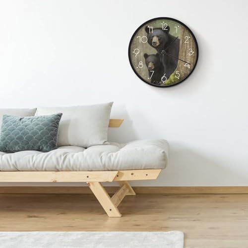 Horloge murale décorative ours noir ronde à piles pour maison - 5