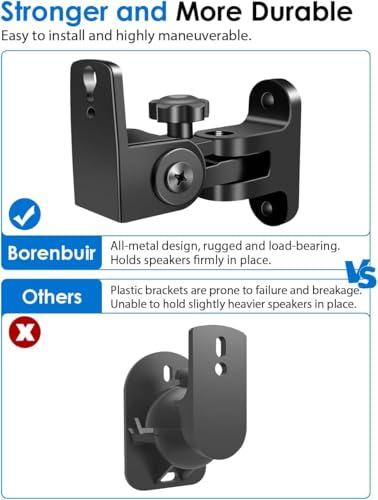 Image of Speaker Wall Mounts, 4 Packs Universal Mounting Bracket for Small Bookshelf Speakers, Vertical 120, Horizontal 180Adjustment, Compatible with Bose, JBL, KEF,Sony & Others, Hold up to 32 lbs