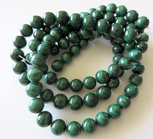 Perles malachite naturelles 11mm calibrées pour éviter les fils cassés en création
