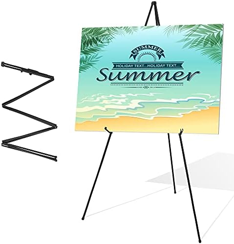 STARHOO Display Easel Stand for Wedding Sign & Poster 63'' Portable Art Easel for Floor Adjustable Metal Easel Black