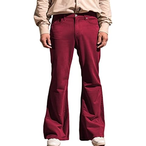 Men's Bell Bottom Corduroy Pants 70s 60s Outfits for Men,Bell Bottom Pants Disco Wine Cover