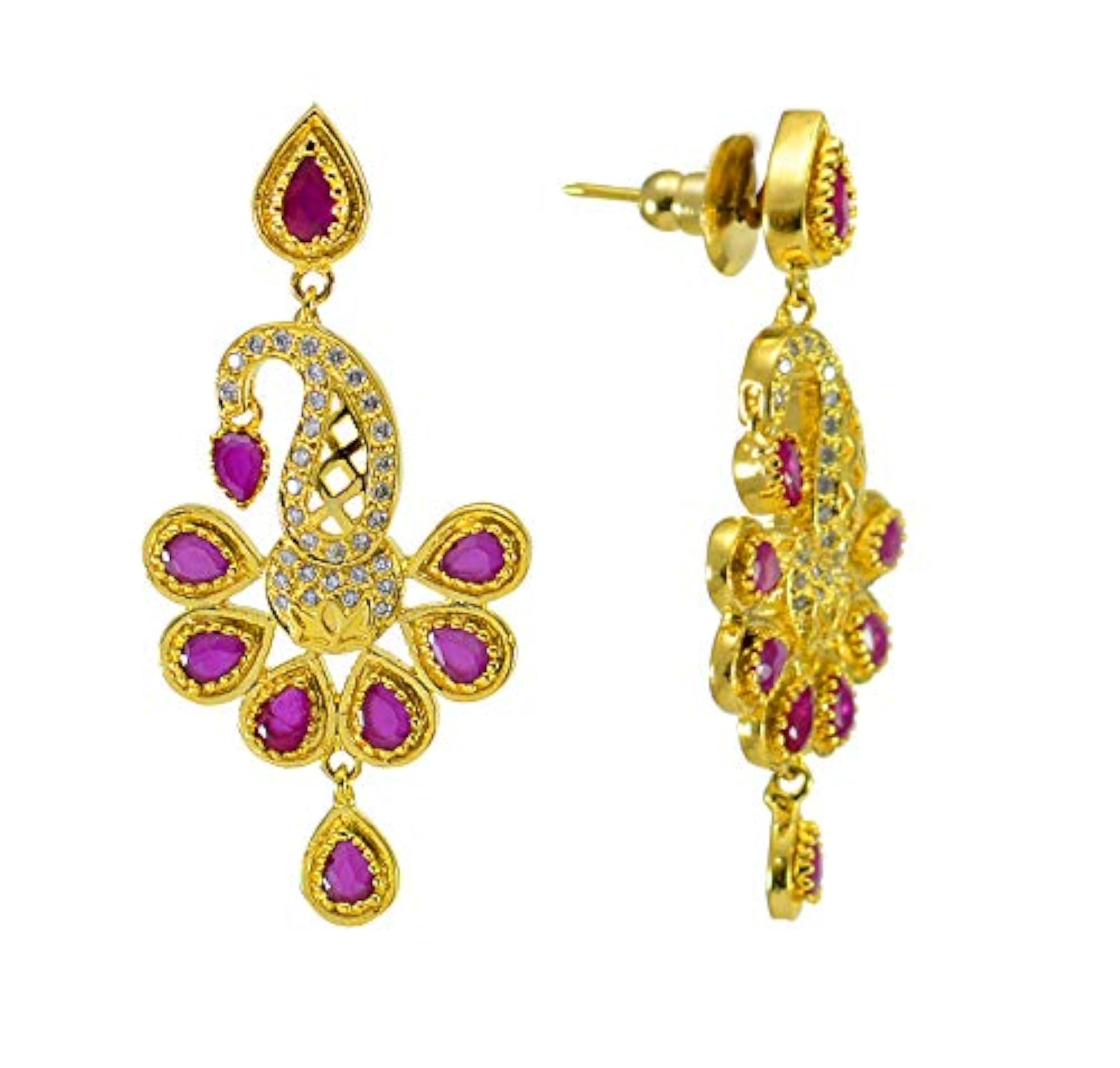 Women's CZ American Diamond Earrings with 22K Plating, Elegant