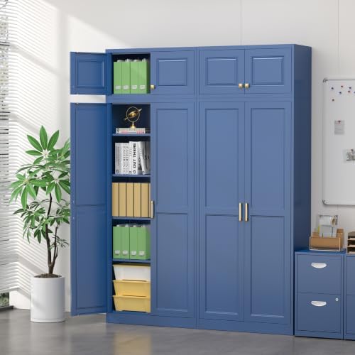 Steeloong 86"Metal Pantry Storage Cabinet with Doors & 4 Adjustable Shelves - 5