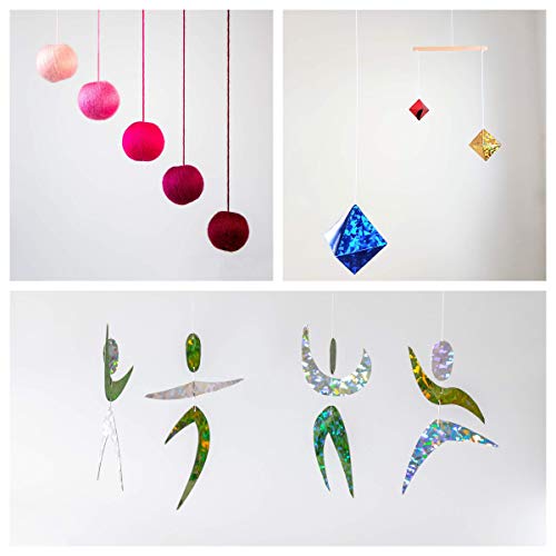 Jacob's toyshop - Set of 3 Montessori inspired mobiles - Pink Gobbi, Dancers, Octahedron. Montessori mobile. Baby mobile. Hanging mobile. Crib toy
