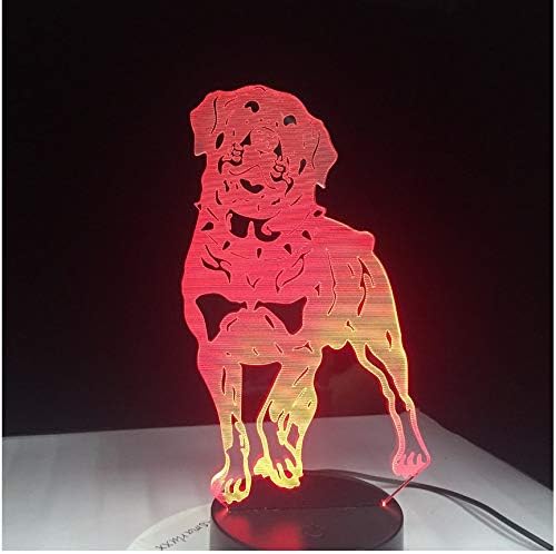 Eqwr Rottweiler 3D Dog Lamp Animal Lights Desk USB Led Night Lights Kids Gift Touch Sensor Nightlamp for Bedside Birthday Gift