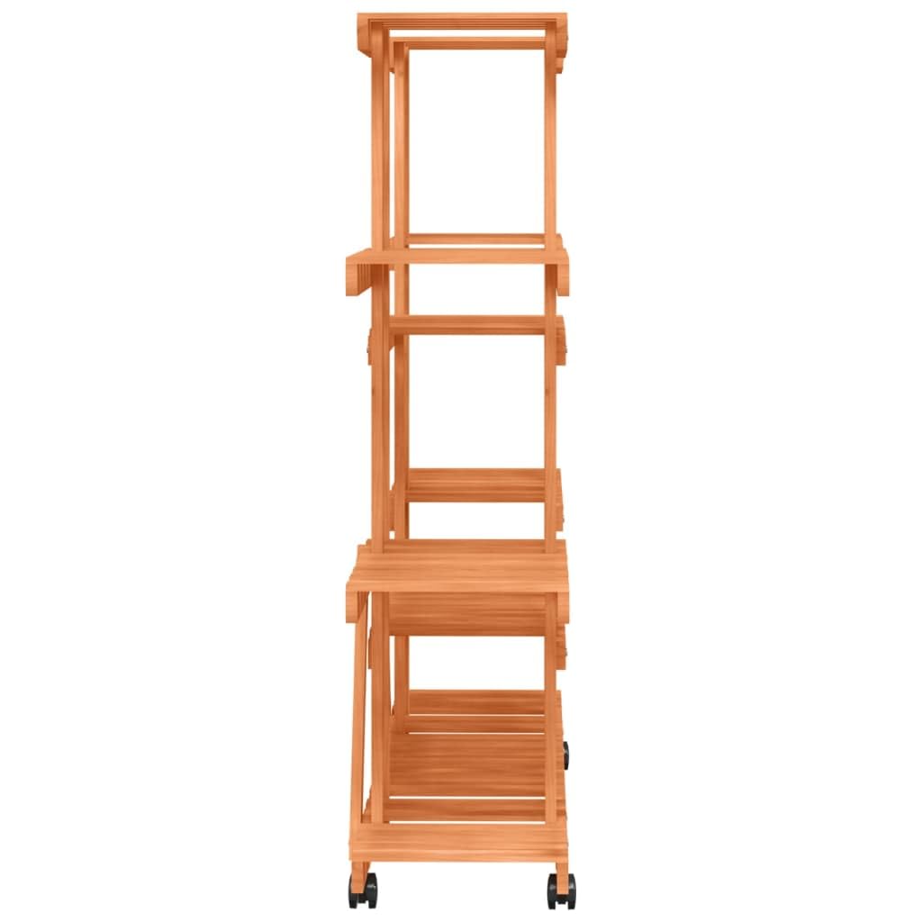 Blumenständer mit Rollen 110x25x115 cm Pflanzenregal Holz Indoor Outdoor Mehrstöckig Pflanzentreppe Tannenholz Symmetrisch Blumenregal für Wohnzimmer Balkon Terrasse Natur