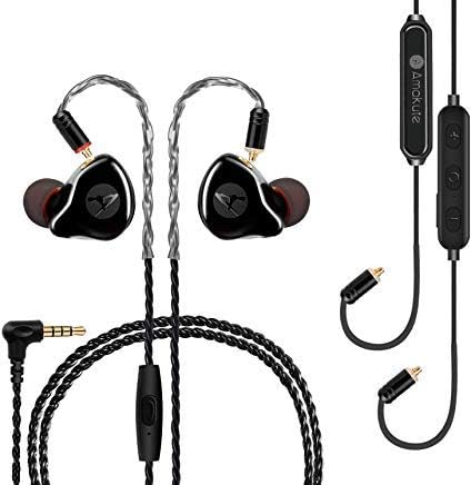in-Ear Monitors, [Newest Updated Version] Bluetooth Headphones/Earphones/Headset Dual Drivers with MMCX Detachable Cables, Noise-Isolating Sweatproof Earphones HiFi Stereo