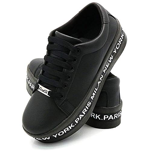 Plataforma Feminina Citys Tênis Com Metal Gugi Exclusivo Flatform Cor:Black;Tamanho:37