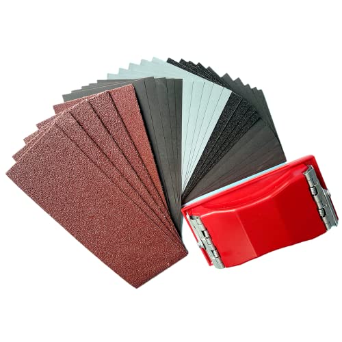 Sandpaper 40 to 5000 Grits. 45-Sheets Sand Paper with Hand Sanding Block, Assorted Grit Wet and Dry Waterproof Sandpaper for Wood and Walls
