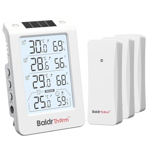 BaldrTherm Wireless Indoor Outdoor Thermometer Hygrometer - 4.8" Display, 330ft