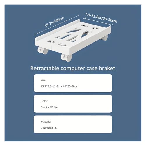 Soporte móvil ajustable para CPU, soporte ventilado para torre de PC con 4 ruedas caster, compatible con la mayoría de computadoras, soporte bajo escritorio (blanco) miniatura 6