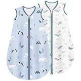 Yukkidds Gigoteuse Été Bébé 0.5 TOG 18 24 Mois, Lot de 2 Turbulettes 100% Coton, Légères et Respirantes, sans manches, Confort Doux et Sécurisé, Unisexe Fille Garçon Dauphin Bleu