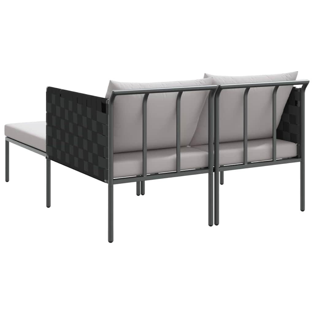 Leżak Antracyt 153 x 115 x 69. 5 cm Stal malowana proszkowo Odporna na Warunki Atmosferyczne Poduszka Ogrodowy Fotel Wypoczynkowy z Podłokietnikami 2 Osobowy Design na Taras i Wytrzymały 200 kg