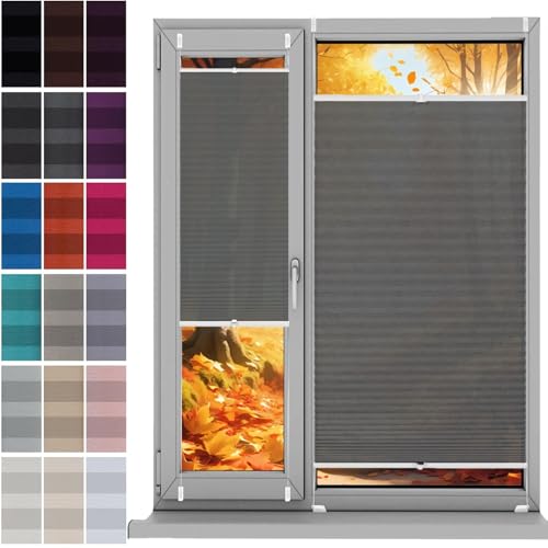 Estores Enrollables Persianas Enrollables 42 x 90 cm, sin Taladrar, Opaco, Deja Pasar La Luz, Estor Plegable Estor Enrollable, Estor para Ventana Opaco, para Ventanas, Puertas, Gris