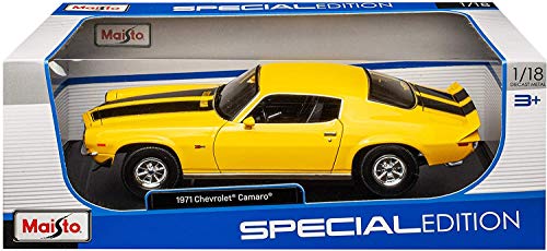 Maisto - 1/18 Scale Model Compatible with Chevrolet Camaro 1971 (Yellow), 11 Inches - Image 3