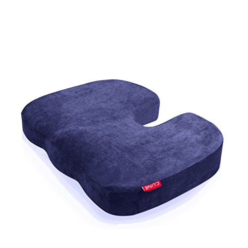 HALOVIE Cuscino Ortopedico per Sedie, 45*35*7cm Cuscino Coccige in Schiuma di Memoria Salute Ridurre il Dolore all'Anca e al Coccige e Alla Schiena per Autista, Studente, Ufficio, Aereo, Treno Blu
