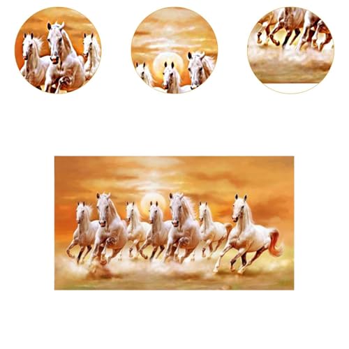Tableau sept chevaux en polyester pour décorer un bureau moderne L