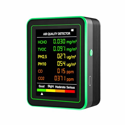 Image of 5 LEAFe Portable Digital Air Quality Monitor,AQI Index, PM 2.5, PM 1.0, CO, CO₂ HCHO, TVOC Detector with Temperature & Humidity, Multi-Sensor. (6 in 1 Air Quality Monitor)