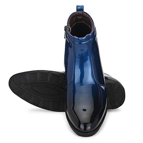 Image of Vellinto Royal Look Shoes for Men ll Casual Shoes for Men ll Patent Leather Zip /Chain Boots for Men
