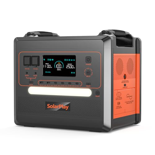 SolarPlay Portable Power Station 2500W(Peak 4800W), 2304Wh Solar Generator 1.5Hrs