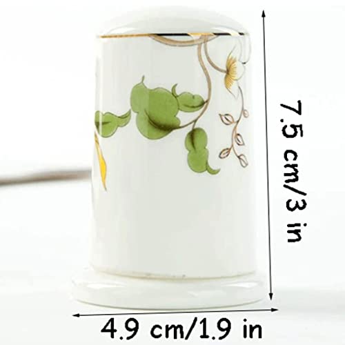 Distributeur cure-dents céramique fleur blanche pour table chic - 3
