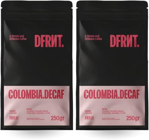 DFRNT. Colombia Descafeinado 500g (86.75 Puntos SCA) – Café de Especialidad en Grano - Descafeinado con Proceso Natural de Caña de Azúcar (EA) – 100% Arábica – Notas Chocolate y Caramelo - Espresso
