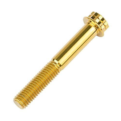 Image of Titanium Flange 12 Point Head M8 x15 20 25 30 35 40 45 50 55 60 65mm Screw Bolt Pack of 4 (M8x50mm, Gold)