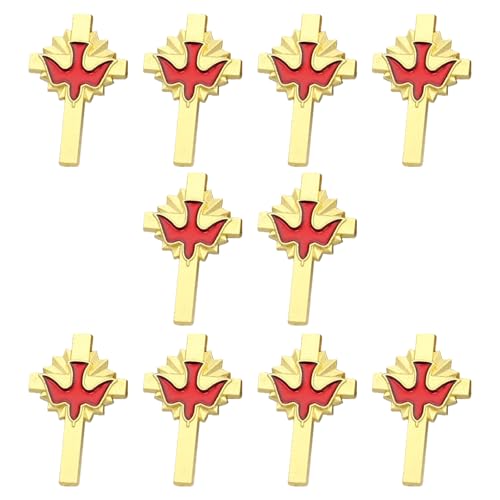 10Pcs Classical Bird Crucifix Accent Brooch Alloy Corsage Pin Comfortable Wear for Special Occasions Memorial Daily Use Crucifix