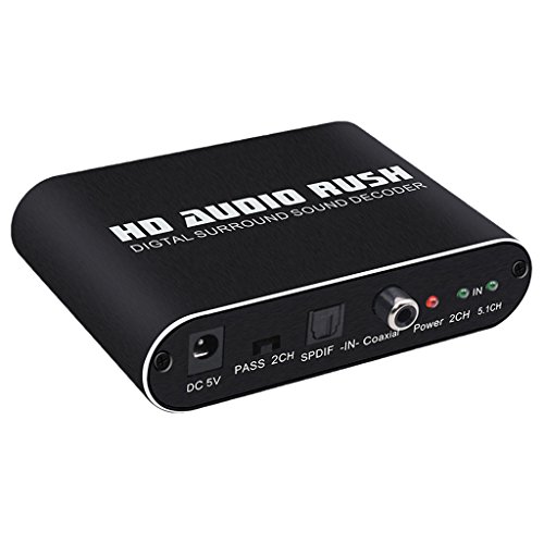 5.1 Channel HD Audio Rushï¼ŒDigital Audio Gear Surround Sound Decoder Converter - Optical SPDIF/ Coaxial DTS AC3 Audio